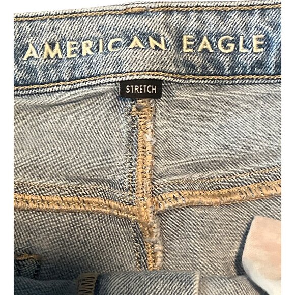 American Eagle Mom Straight Jeans Light Wash 16 Regular Stretch Crop 28" inseam - Picture 5 of 9
